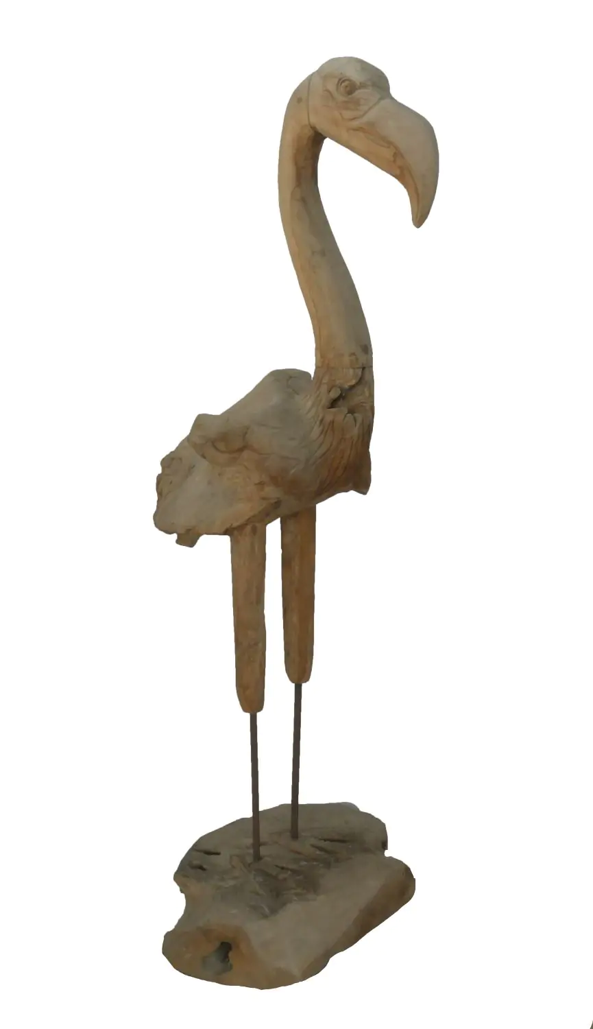  Product image 5 of the product “Flamingo, made from teak root pieces, about 1,10 mtr high-. 2 Parts, metall feet. ”
